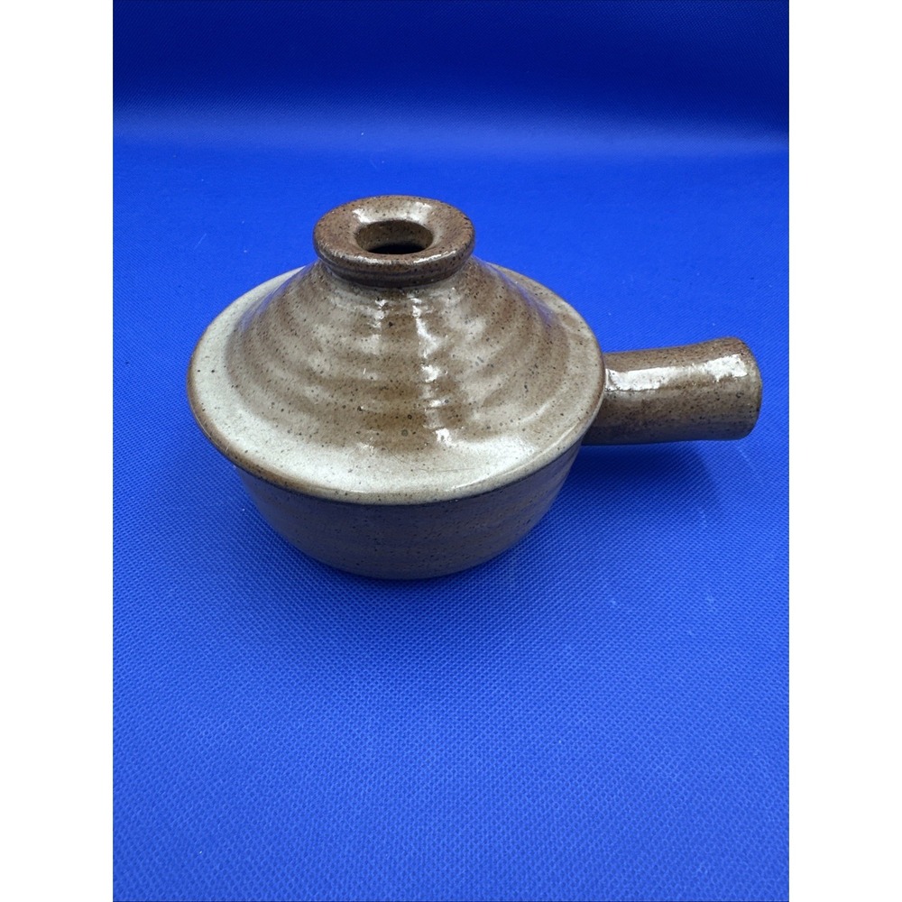Ceramic Pottery Soup Pot Crock Handle & Vented Tapered Lid Handmade Glazed BRWN - Picture 2 of 11